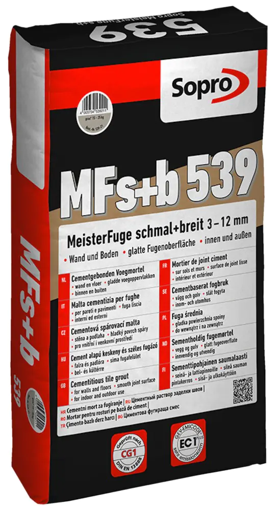 Fugenmasse Sopro MeisterFuge MFs+b 539 schmal + breit 3-12 mm grau 15 - 25 kg