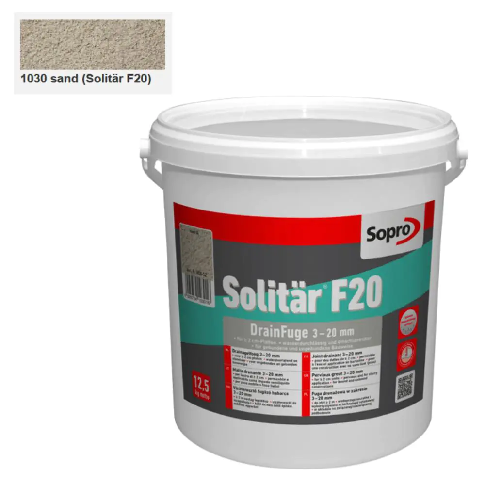 Fugenmasse Sopro 1030-12 Solitär F20 DrainFuge 3-20 mm sand - 12,5 kg