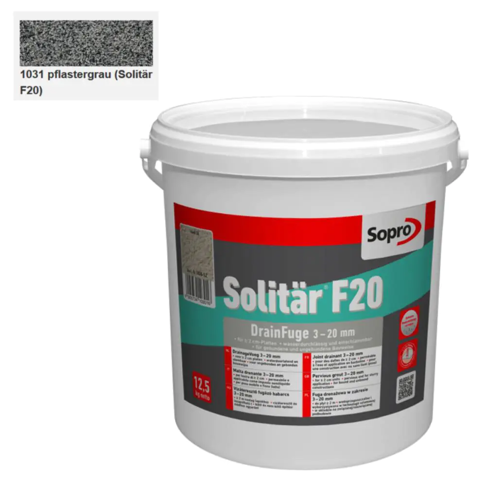 Fugenmasse Sopro 1031-25 Solitär F20 DrainFuge 3-20 mm pflastergrau - 25 kg