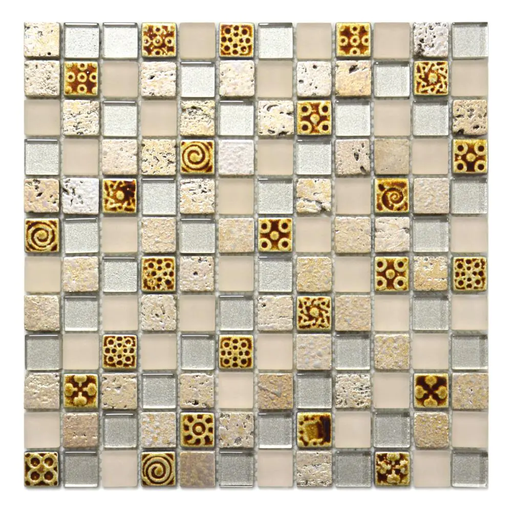 Mosaik HJ WK2303 creme rosa silber 30x30 cm