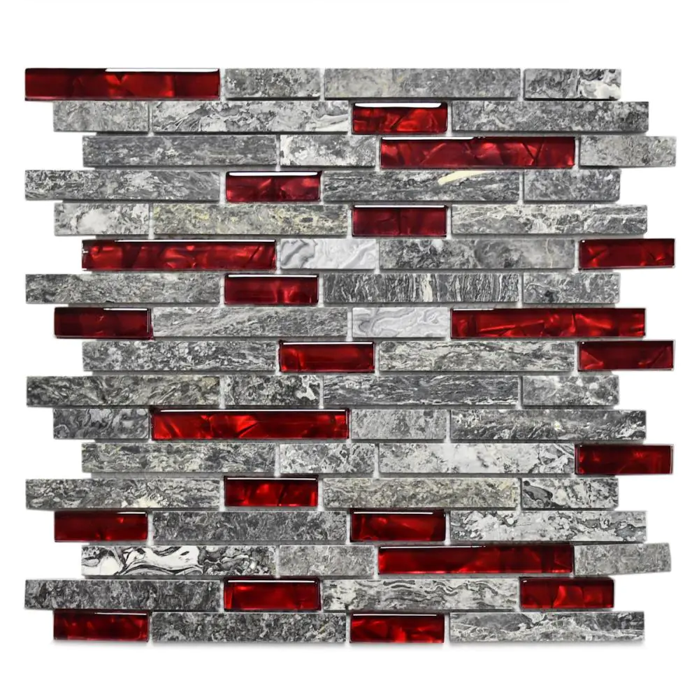 Mosaik Haju KL1514G anthrazit grau rot 29x30 cm I.Sorte