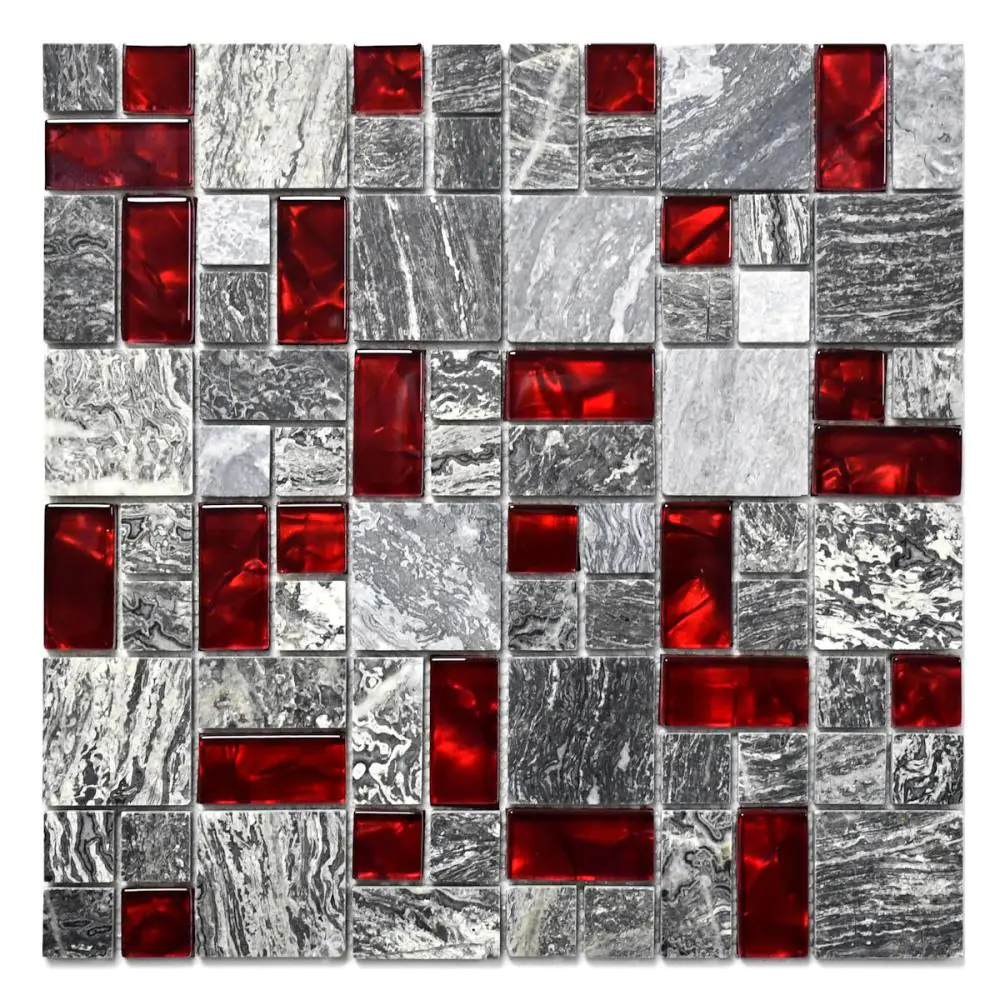 Mosaik Haju KL4815T anthrazit grau rot 30x30 cm I.Sorte