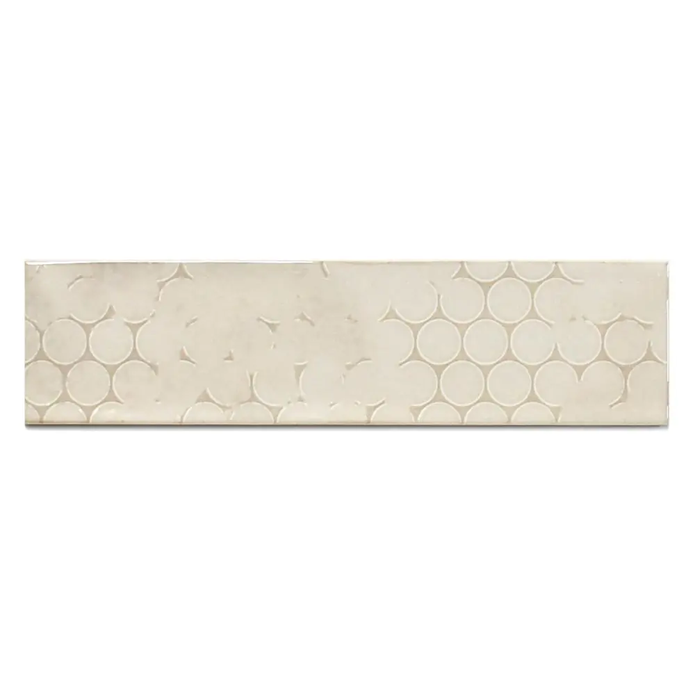 Wandfliese Dekor Cifre Omnia beige brillo 7,5x30 cm I.Sorte