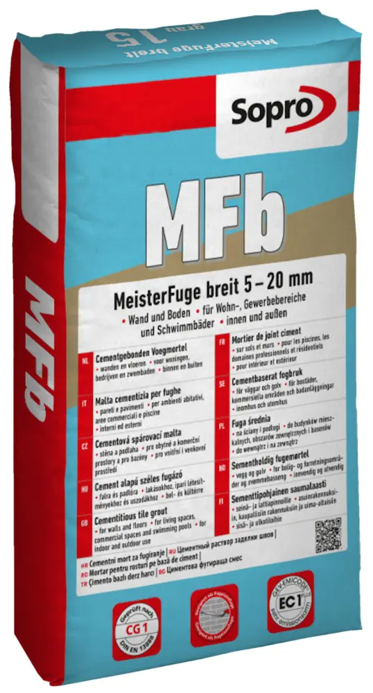 Fugenmasse Sopro MeisterFuge MFb 530 breit 5-20 mm Betongrau 14 - 25 Kg