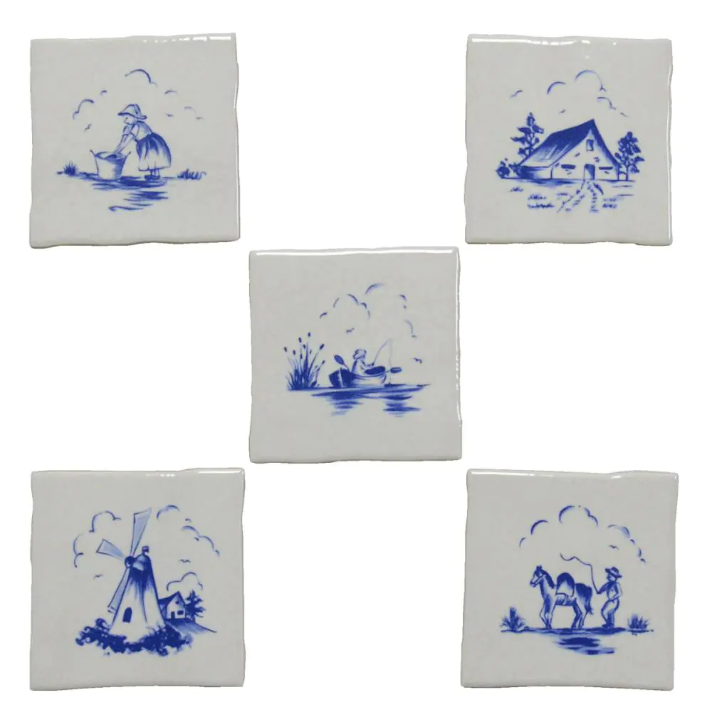 Mosaik Einleger Jasba 9R21 Delft 5er Set weiß blau 10x10 cm