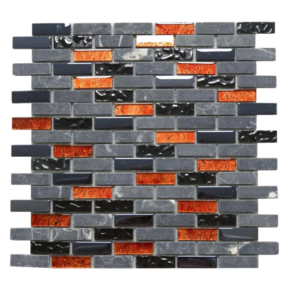 Mosaik HJ HDA033 Glas Naturstein anthrazit rot 30x30 cm I.Sorte