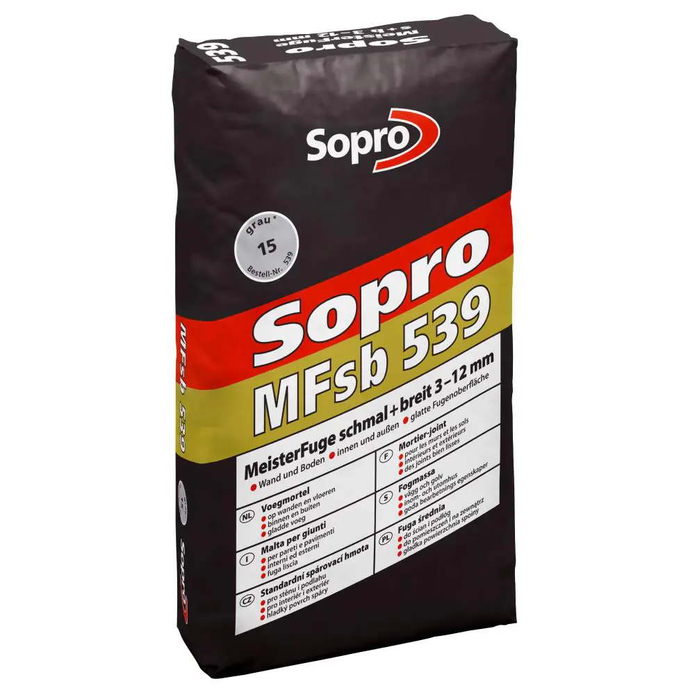 Fugenmasse Sopro 53921 MeisterFuge schmal + breit 3-12 mm grau 15 - 25 kg - MFs+b