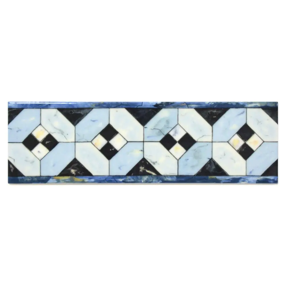 Bordüre Villeroy & Boch 1456 TL12 Palazzo Vecchio blau weiß schwarz 7,5x25 cm I.Sorte